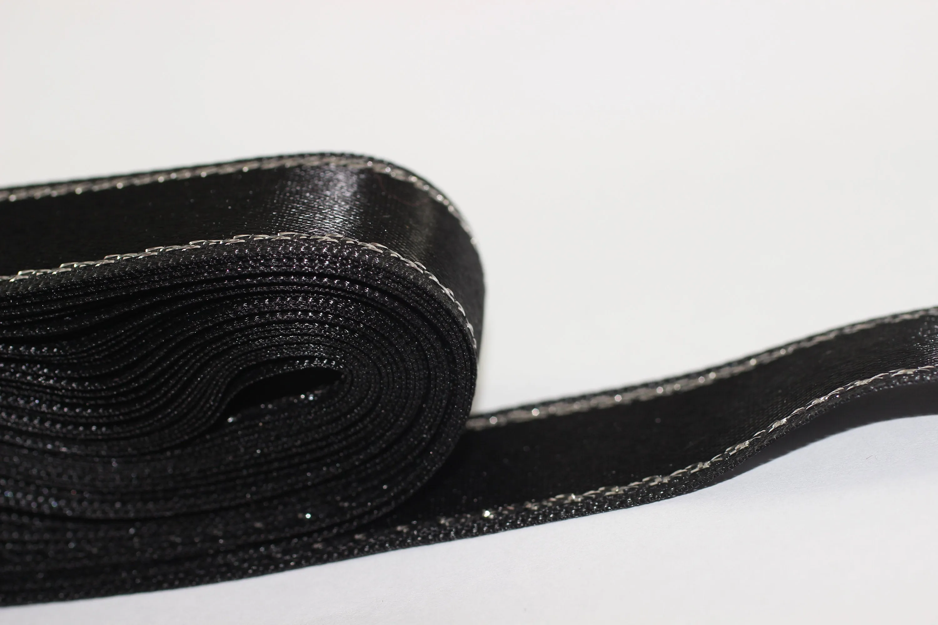 10 meters (10.90 yrds) Silvery Black Satin Ribbon, Double Sided Ribbon, Silk Ribbon, Satin Ribbons, sparkle ribbon 20mm Width STNS