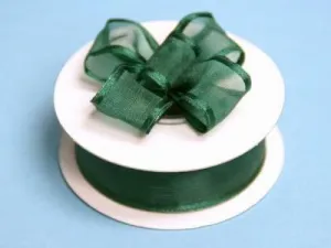 10 Yards 7/8" DIY Hunter Green Wired Organza Ribbon For Craft Dress Wedding