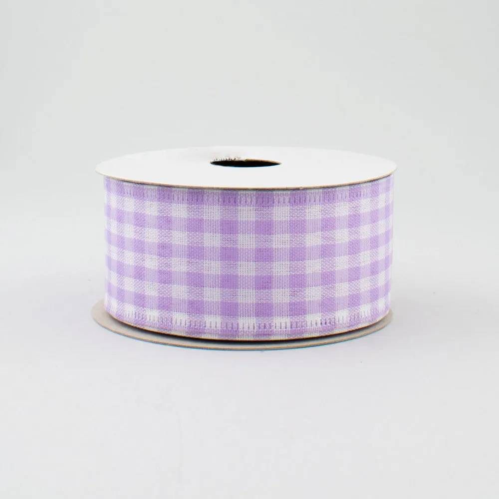 1.5"x10yd Gingham Check, Lavender/White  J29 MA18