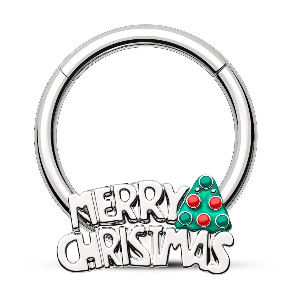 16G Merry Christmas Lettering Hinged Segment Septum Ring