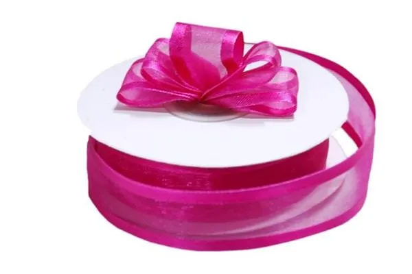 25 Yard 7/8" DIY Fushia Organza Ribbon With Satin Edges For Craft Dress Wedding