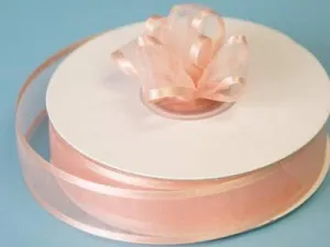 25 Yard 7/8" DIY Peach Organza Ribbon With Satin Edges For Craft Dress Wedding