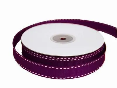 25 Yards 5/8" DIY Eggplant Stitched Grosgrain Ribbon Wedding Party Dress Favor Gift Craft Decoration