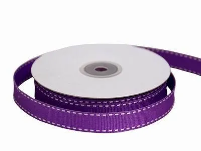 25 Yards 5/8" DIY Purple Stitched Grosgrain Ribbon Wedding Party Dress Favor Gift Craft Decoration