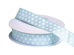 25 Yards 7/8" DIY Blue Grosgrain Polka Dot Ribbon Wedding Party Dress Favor Gift Craft Decoration