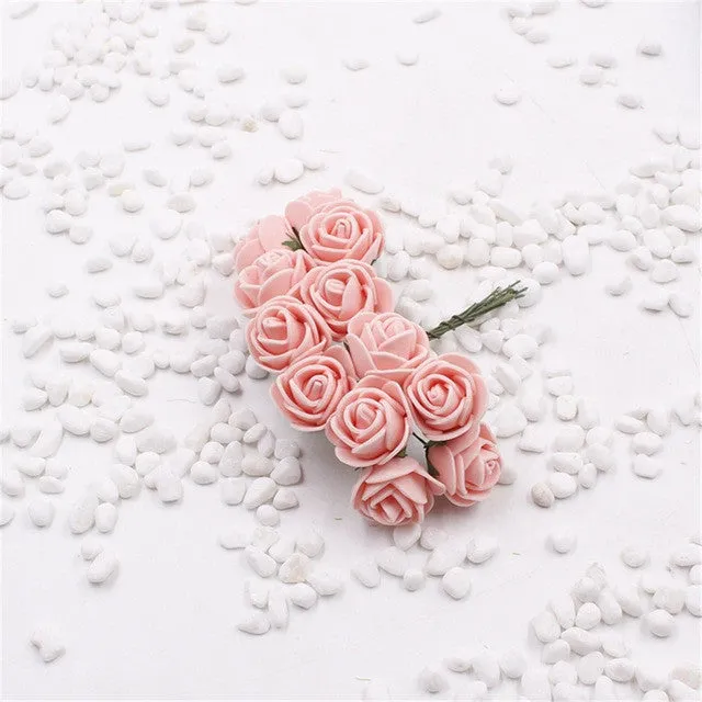 2cm head Multicolor PE rose foam mini flower Bouquet solid color/Scrapbooking artificial rose flowers(12pcs/lot)