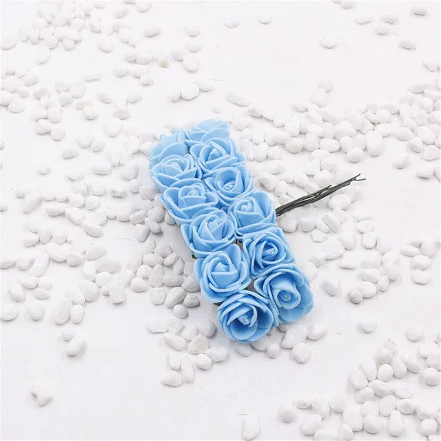 2cm head Multicolor PE rose foam mini flower Bouquet solid color/Scrapbooking artificial rose flowers(12pcs/lot)