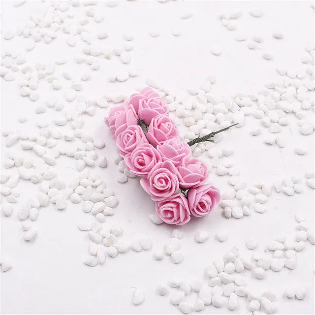 2cm head Multicolor PE rose foam mini flower Bouquet solid color/Scrapbooking artificial rose flowers(12pcs/lot)