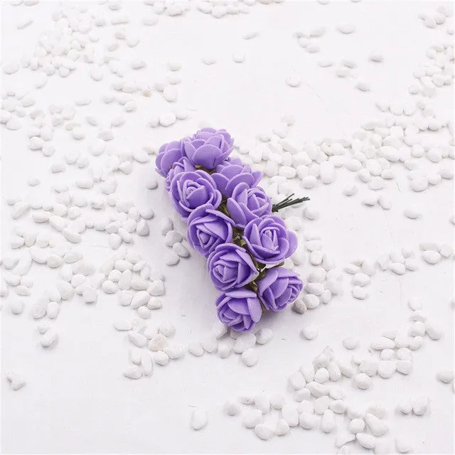 2cm head Multicolor PE rose foam mini flower Bouquet solid color/Scrapbooking artificial rose flowers(12pcs/lot)