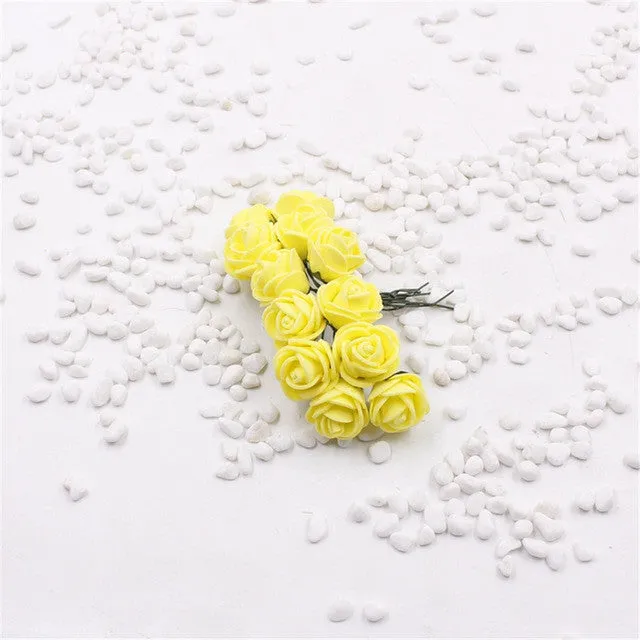 2cm head Multicolor PE rose foam mini flower Bouquet solid color/Scrapbooking artificial rose flowers(12pcs/lot)