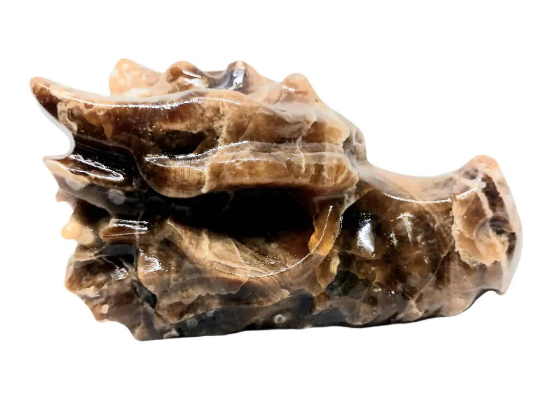 395G Amber Flower Agate Crystal Dragon Head