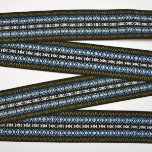 50mm (2") Blue & White Multi-Colour Patterned Elastic