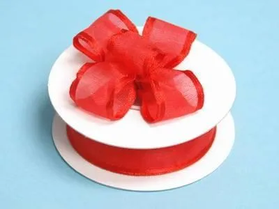 7/8" Organza Wired Edge Ribbon - Red - 10 Yard