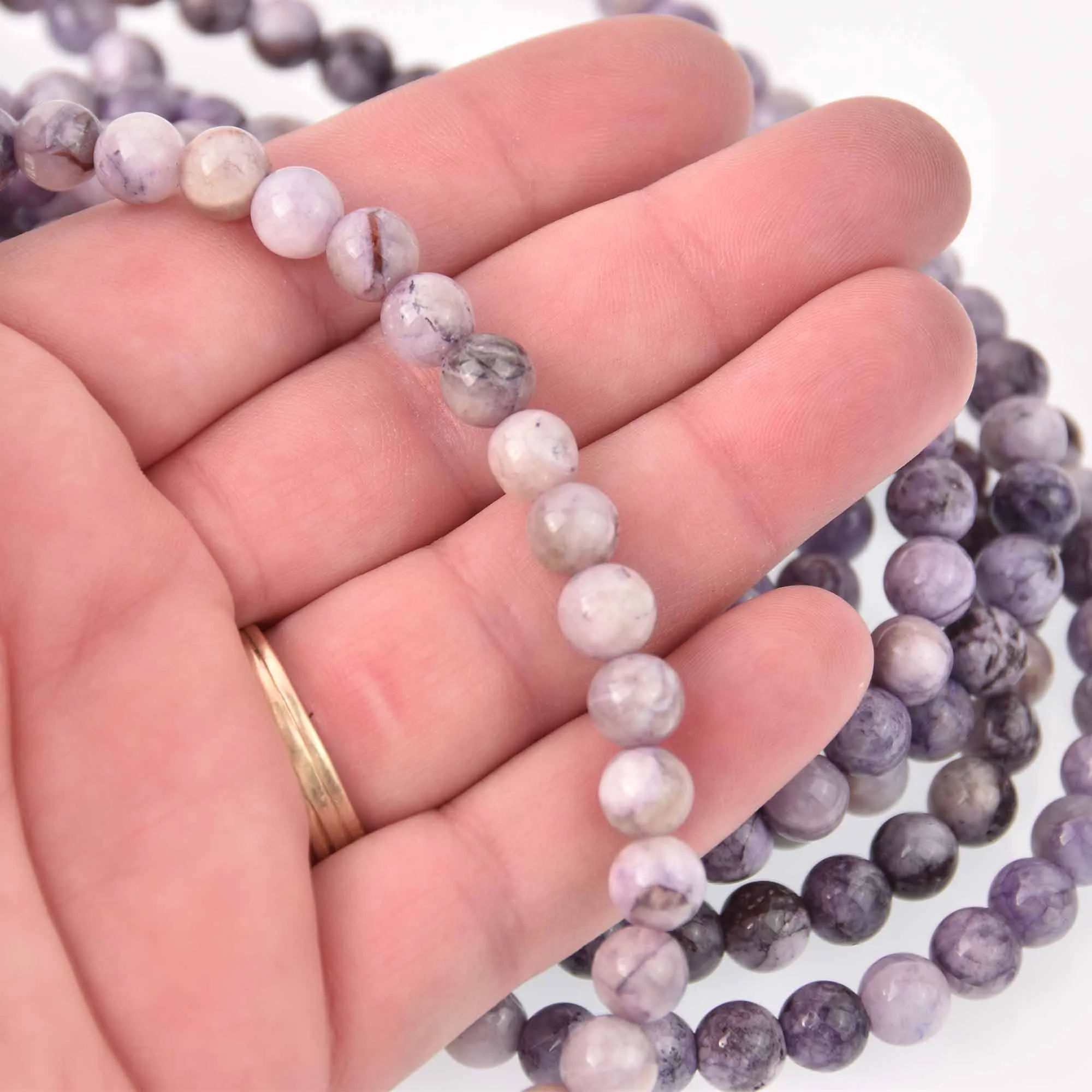 8mm Round Purple Jade Beads, smooth gemstone, gem0854