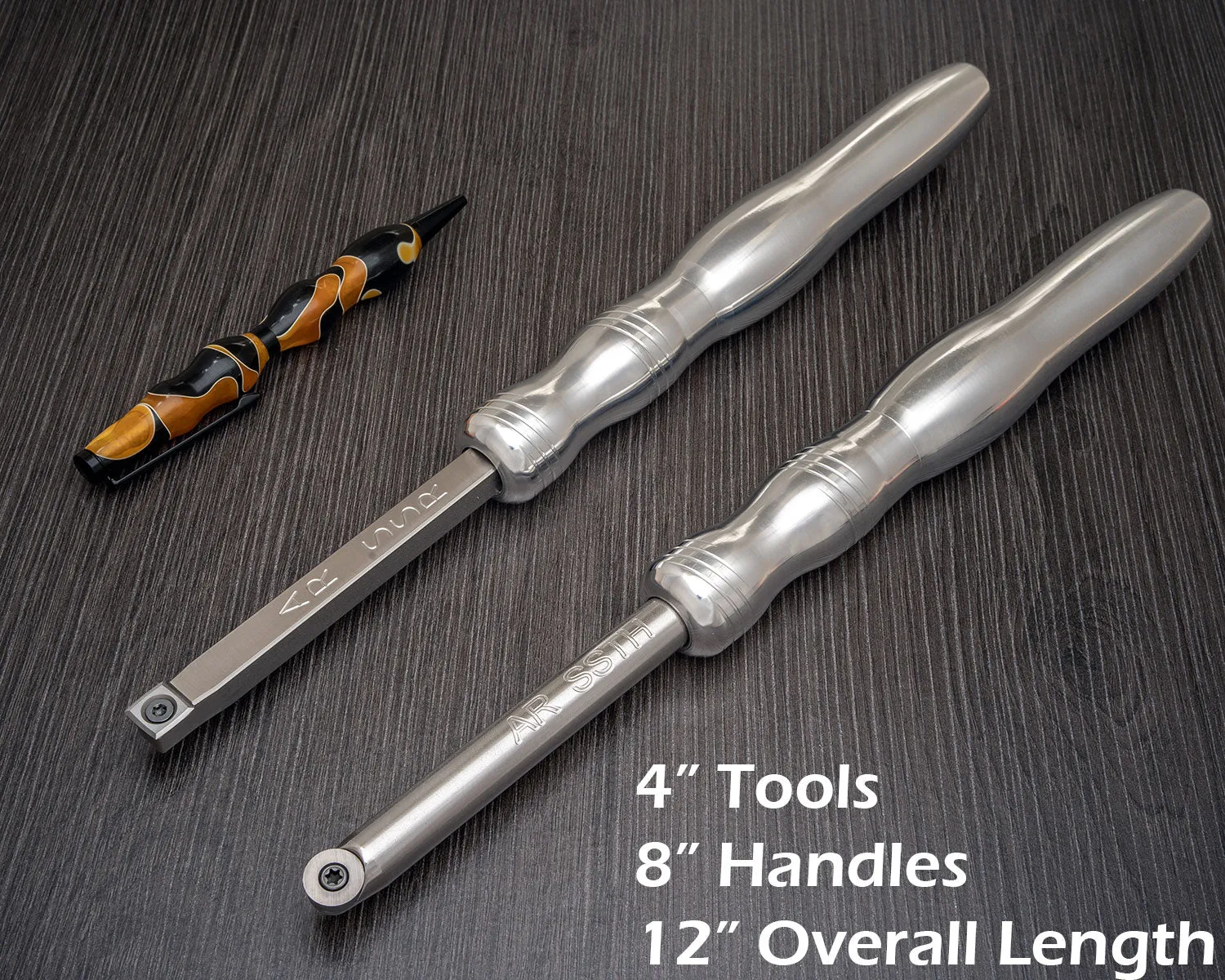 Acrylic Resin Pen Turners 3 Tool Bundle with Negative Rake Scraper, Rougher and Turner - 12 Overall