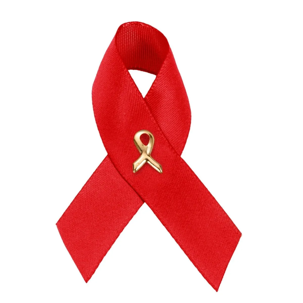 AIDS HIV Awareness Red Satin Ribbon Pins