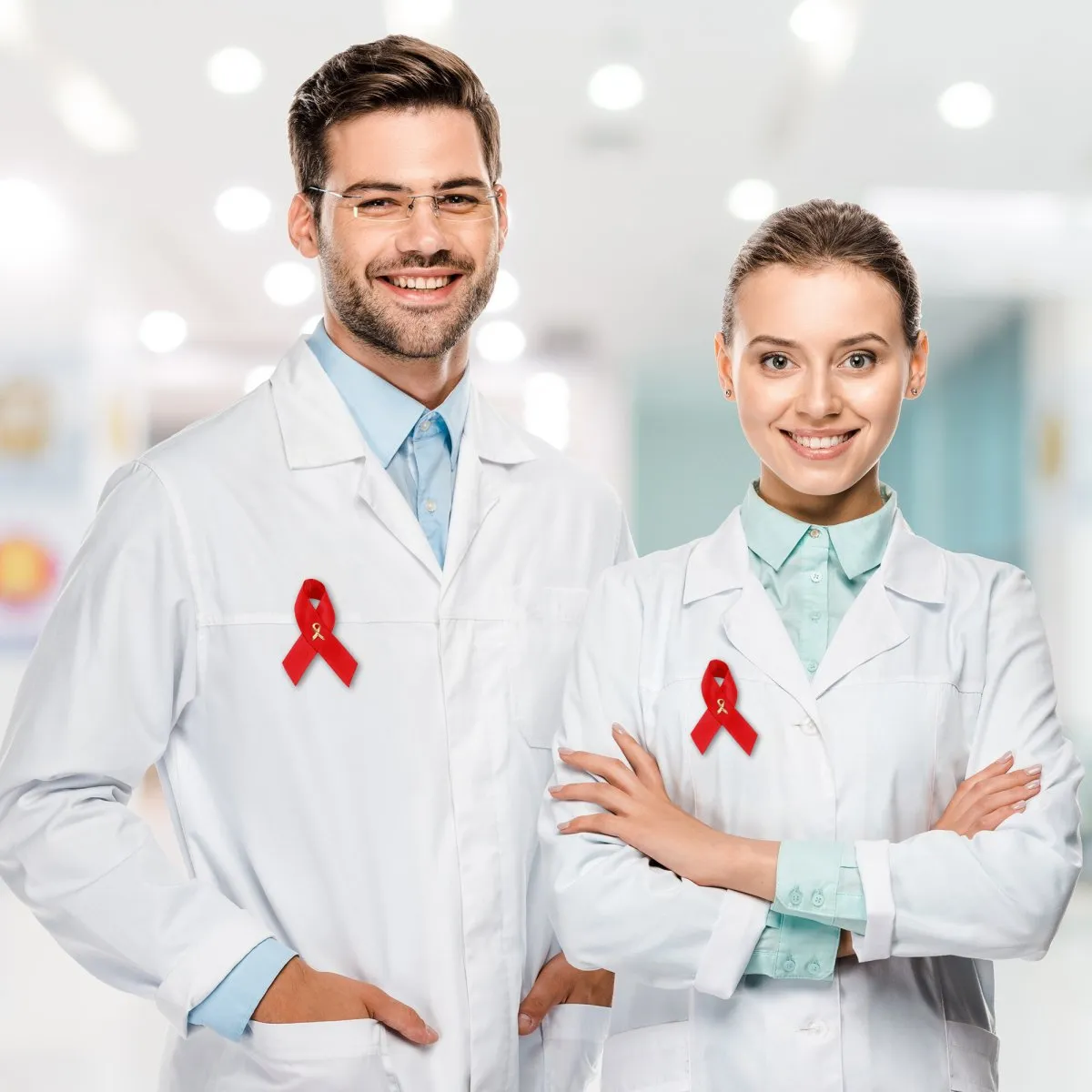 AIDS HIV Awareness Red Satin Ribbon Pins