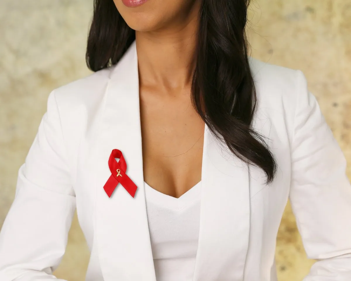 AIDS HIV Awareness Red Satin Ribbon Pins