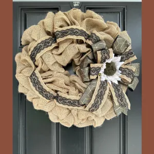 Black Burlap Holiday Wreath