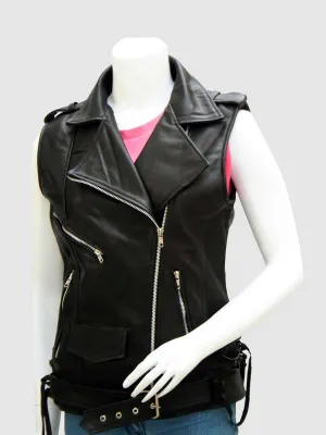 Black Leather Motorcycle Vest