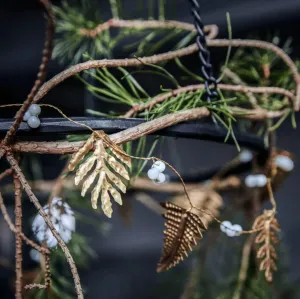 Brass Leaf and White Bead Garland