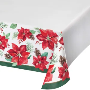 Bulk Poinsettia Perfection Paper Tablecover, Border Print (Case of 12)