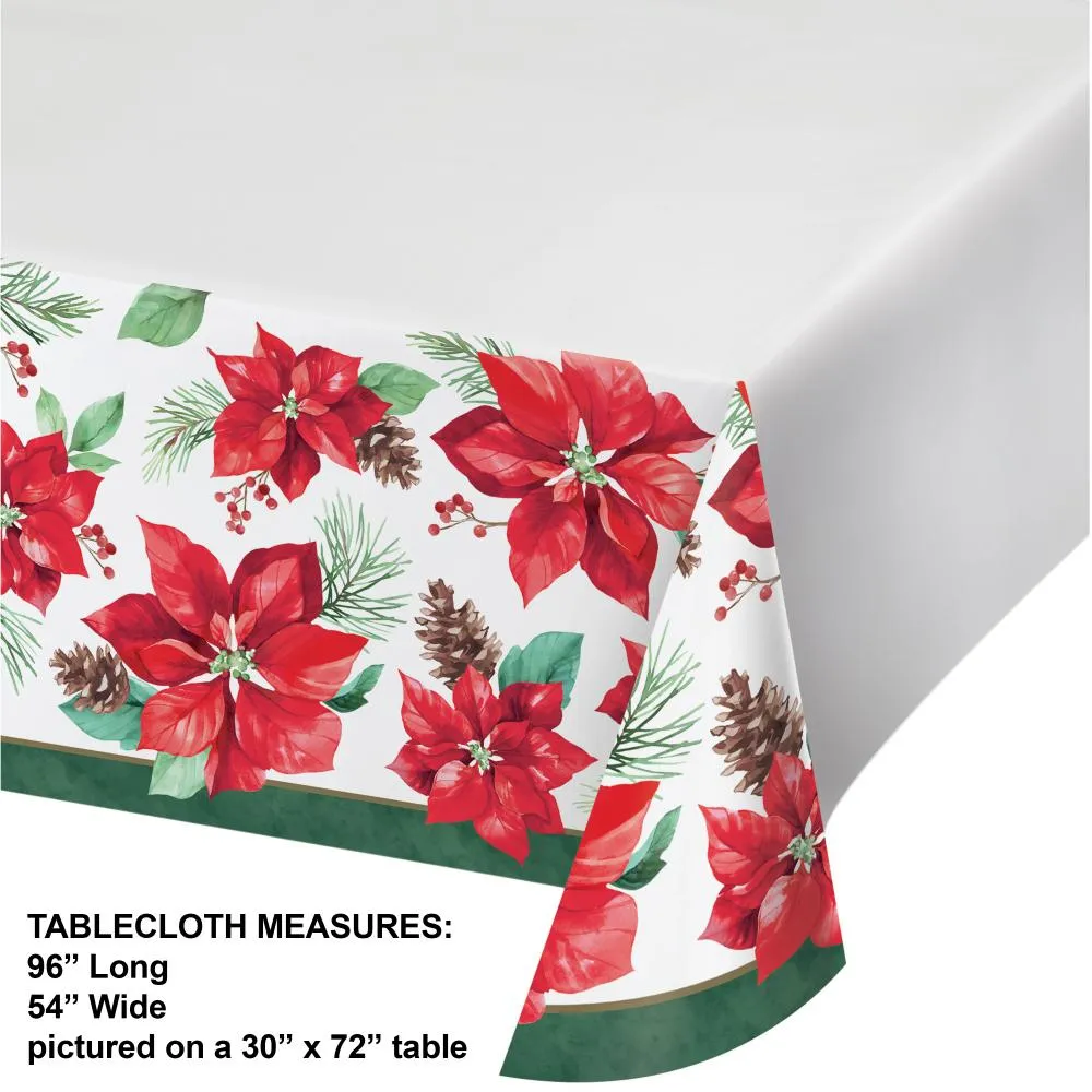 Bulk Poinsettia Perfection Paper Tablecover, Border Print (Case of 12)