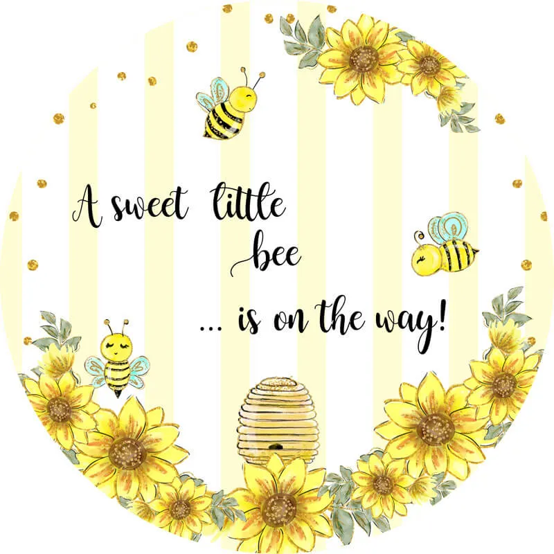 Bumble BEE Round Backdrop | Baby Shower Party Decoration Backdrop - Designed, Printed and Shipped