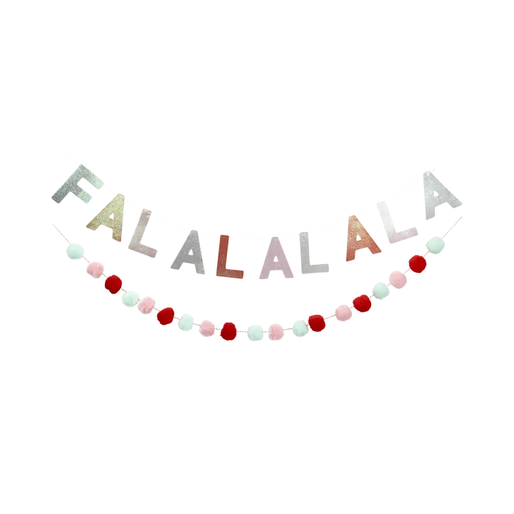 Christmas Fa La La Glittered Banner Set 6' | 2 pcs