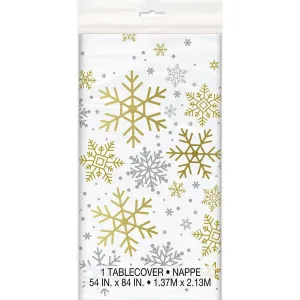 Christmas Holiday Snowflakes Tablecover 54" X 84"