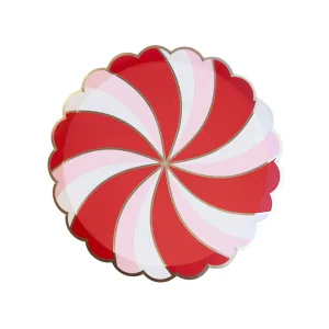 CHRISTMAS PEPPERMINT CANDY SMALL SCALLOPED PLATES