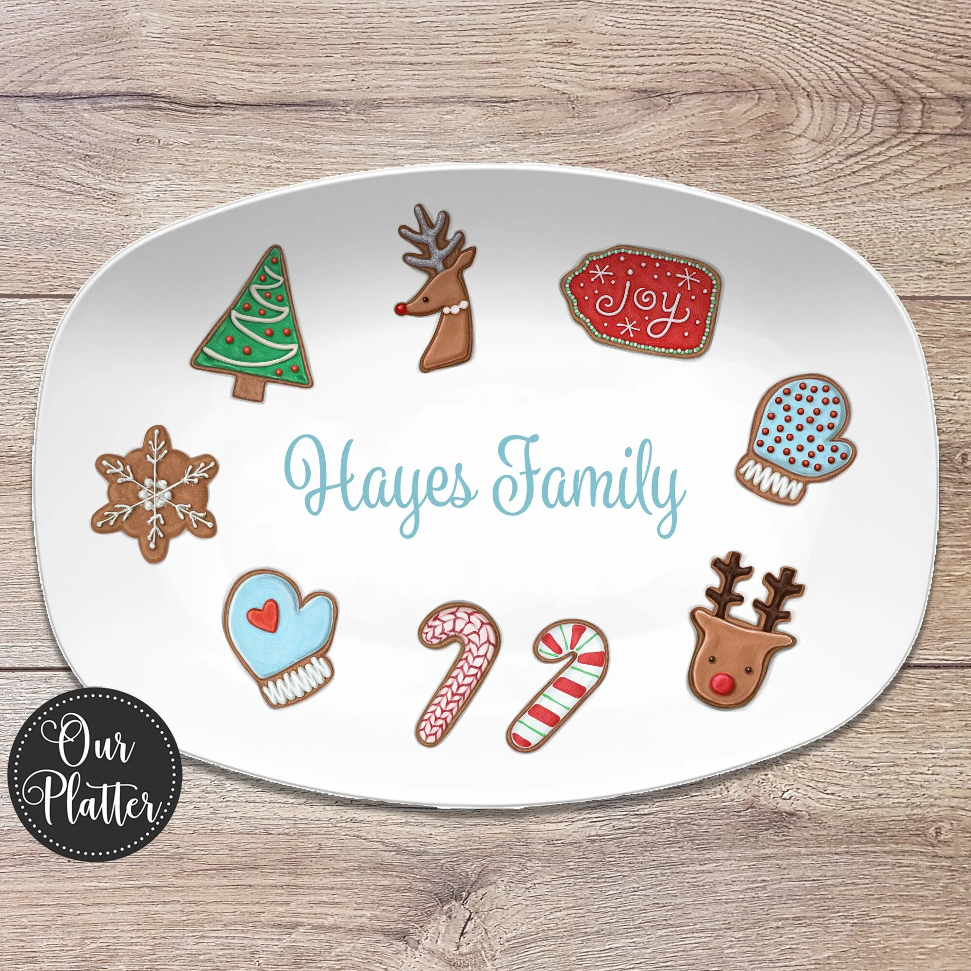 Christmas Sugar Cookies Personalized Platter