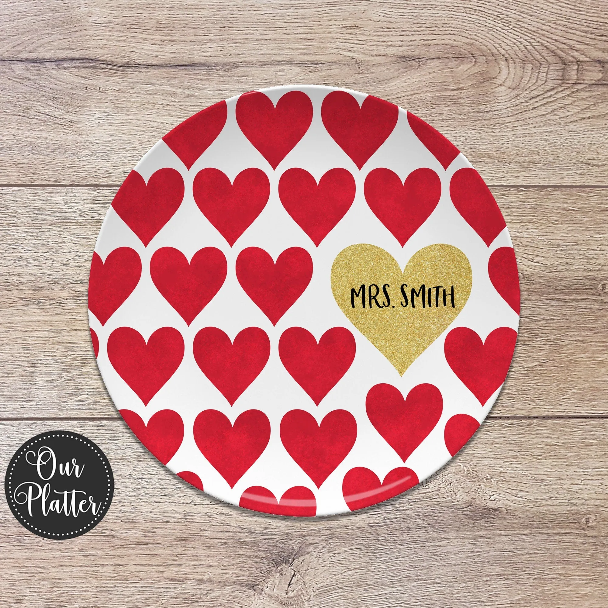 Colorful Hearts Personalized Plates