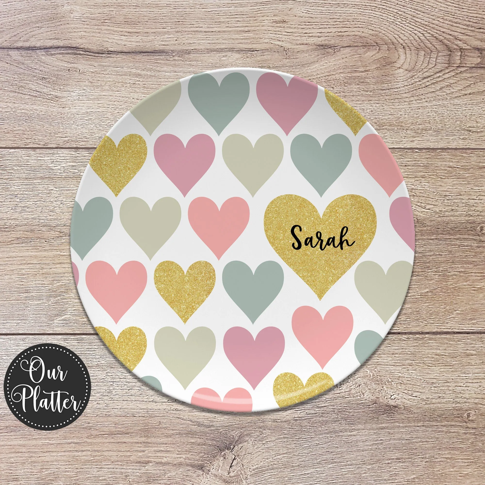 Colorful Hearts Personalized Plates