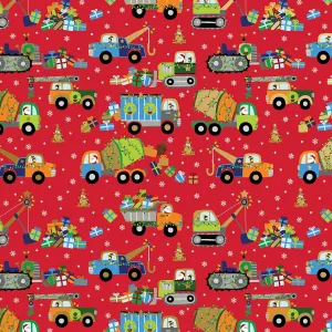 Construction Trucks Christmas Gift Wrap