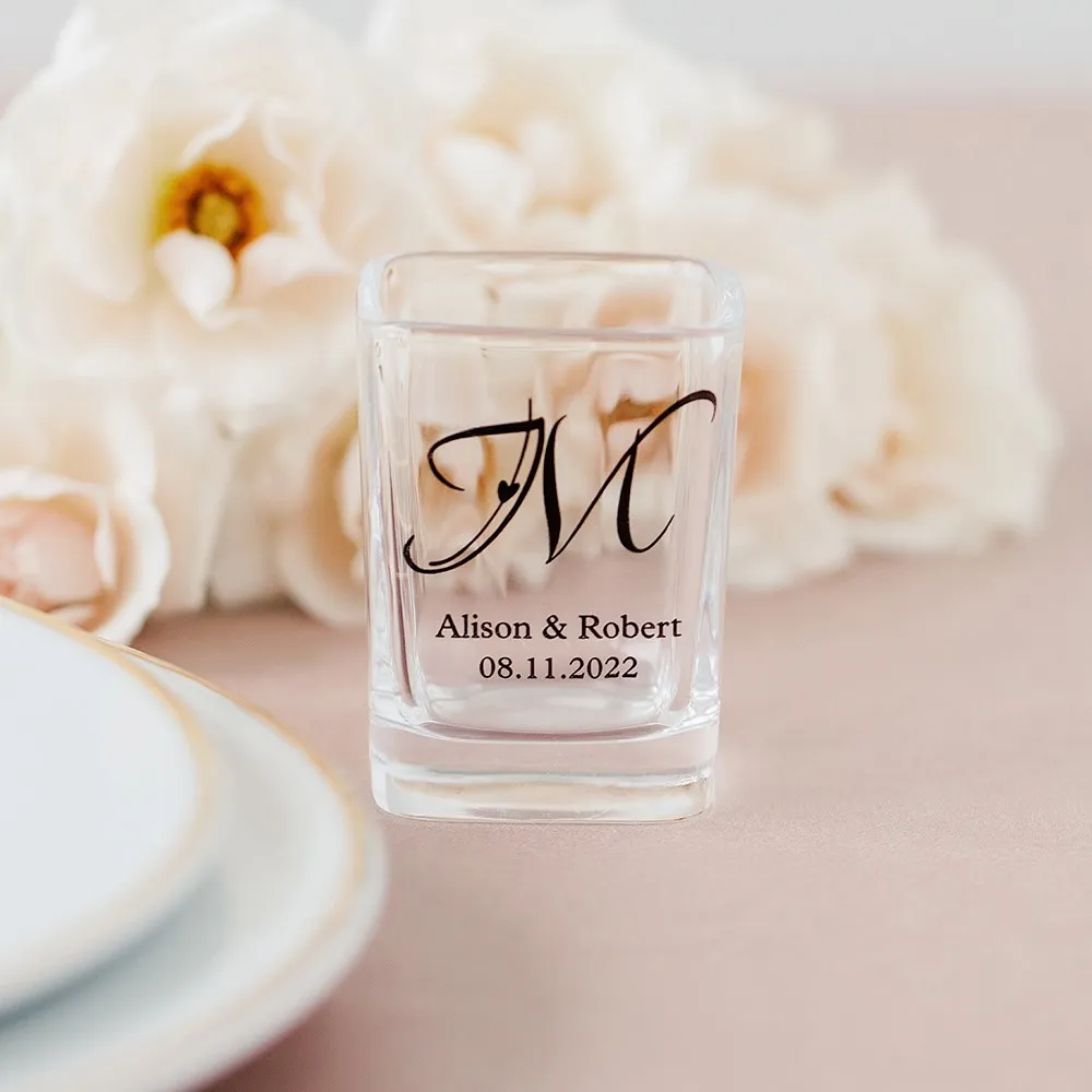 Custom Wedding Printed Square Shot Glass Favors (Set of 20)