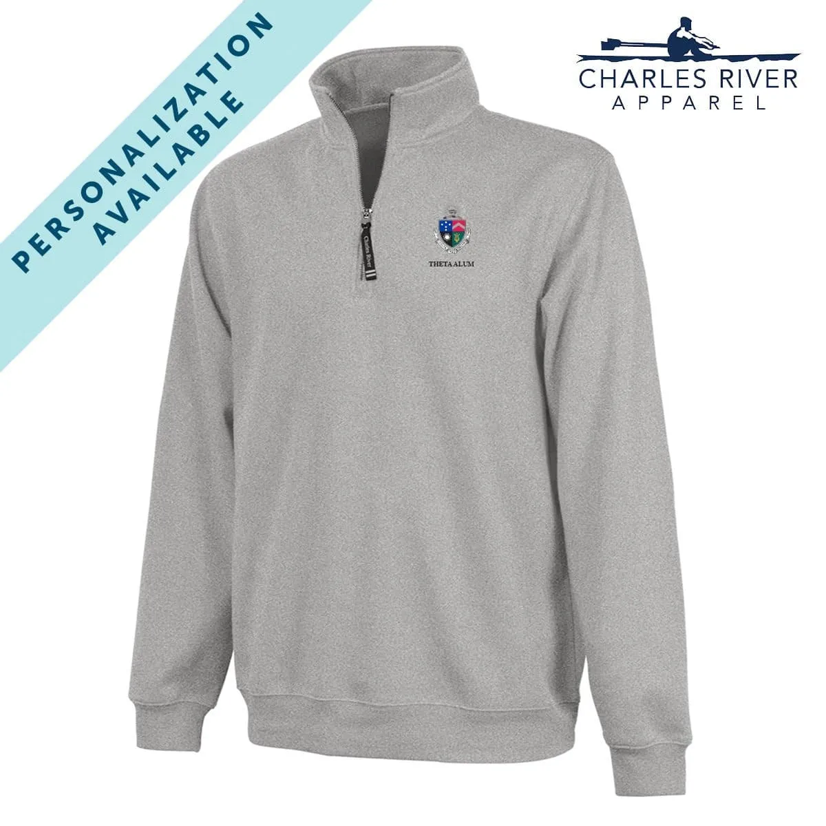 Delt Embroidered Crest Gray Quarter Zip