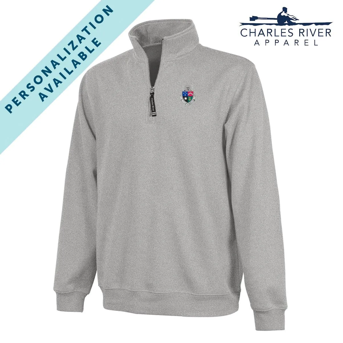 Delt Embroidered Crest Gray Quarter Zip