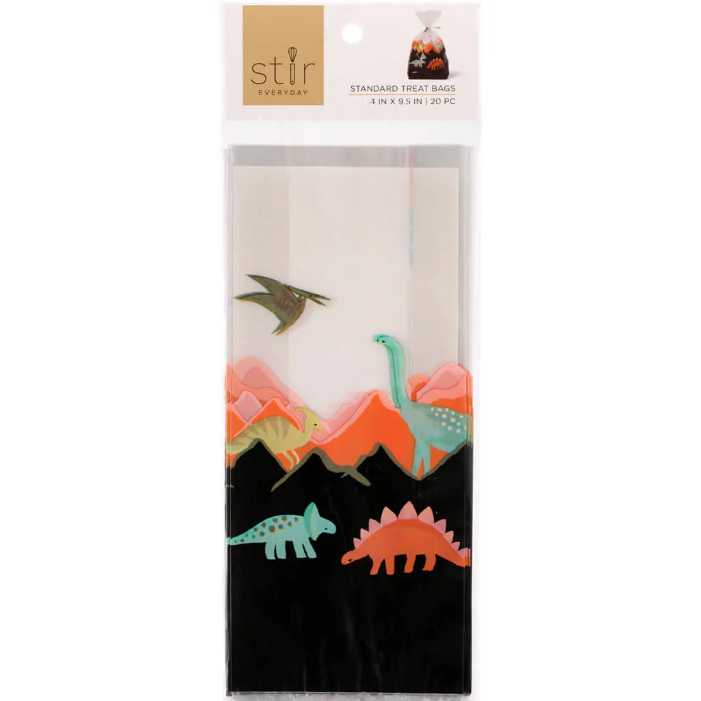 Dinosaur Cellophane Treat Bags 20pk, 4in x 9.5in