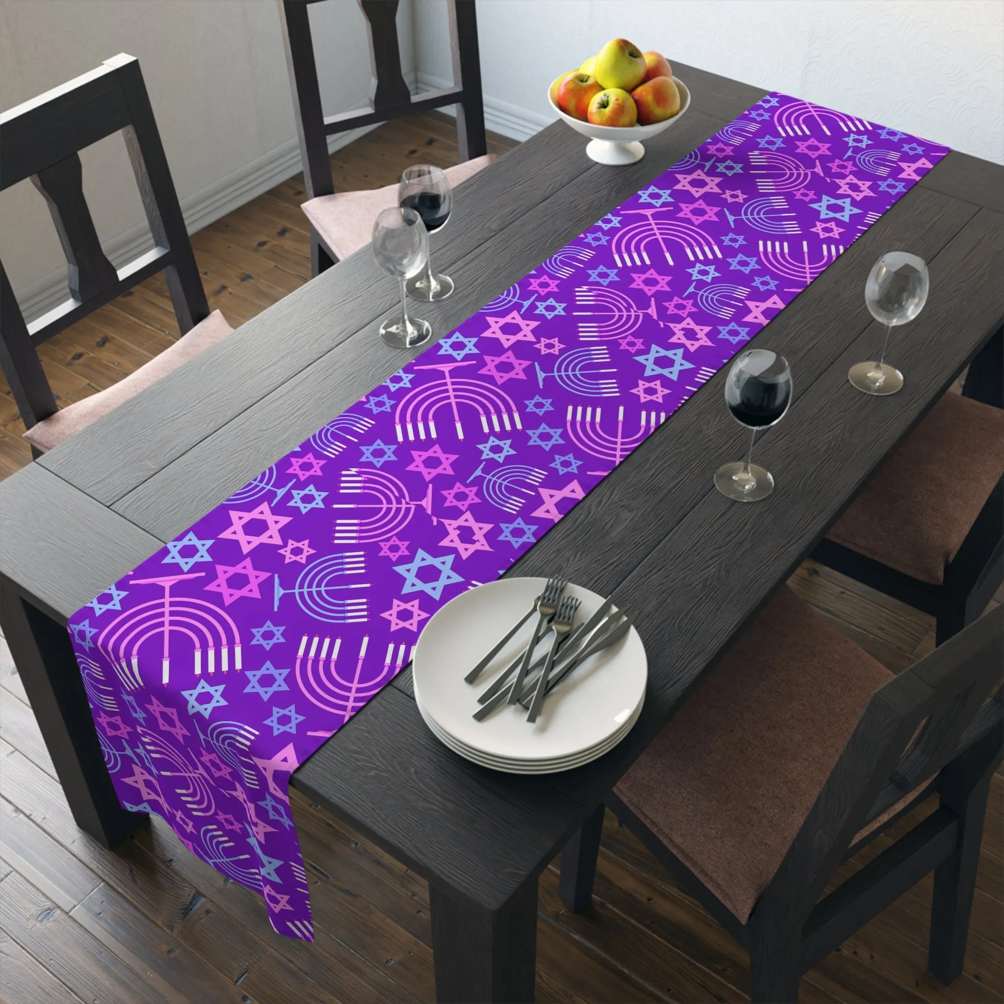 Elegant Hanukkah Table Runner