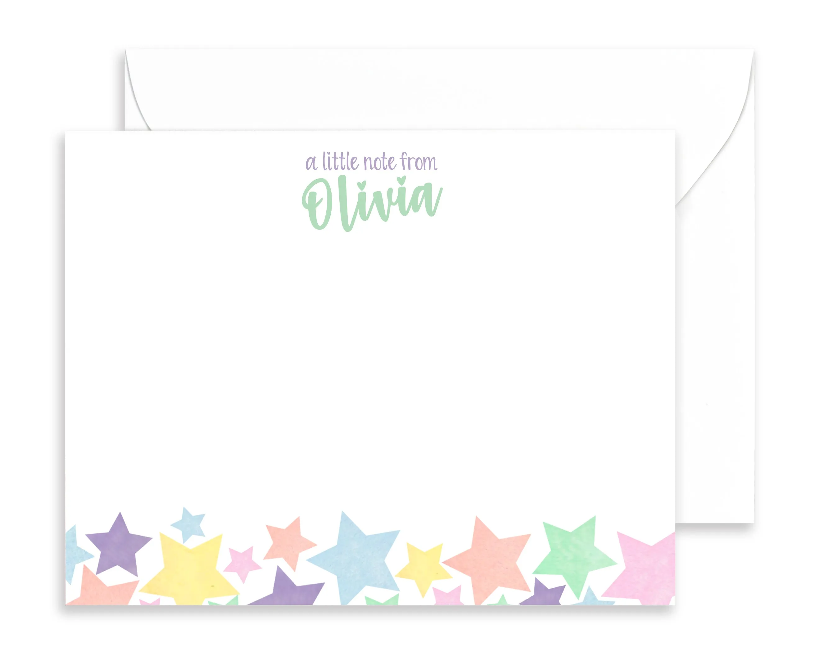 Girls Personalized Rainbow Star Stationery for Kids