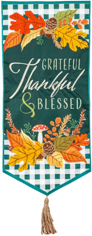 Grateful Thankful Blessed Leaves Everlasting Impressions Textile Decor