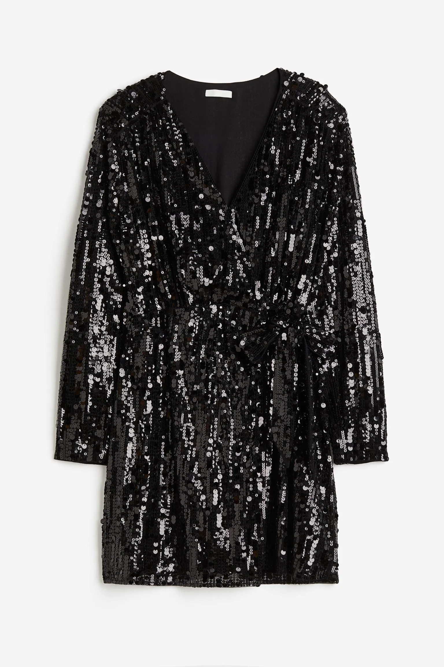 H&M Sequined Wrap dress, black