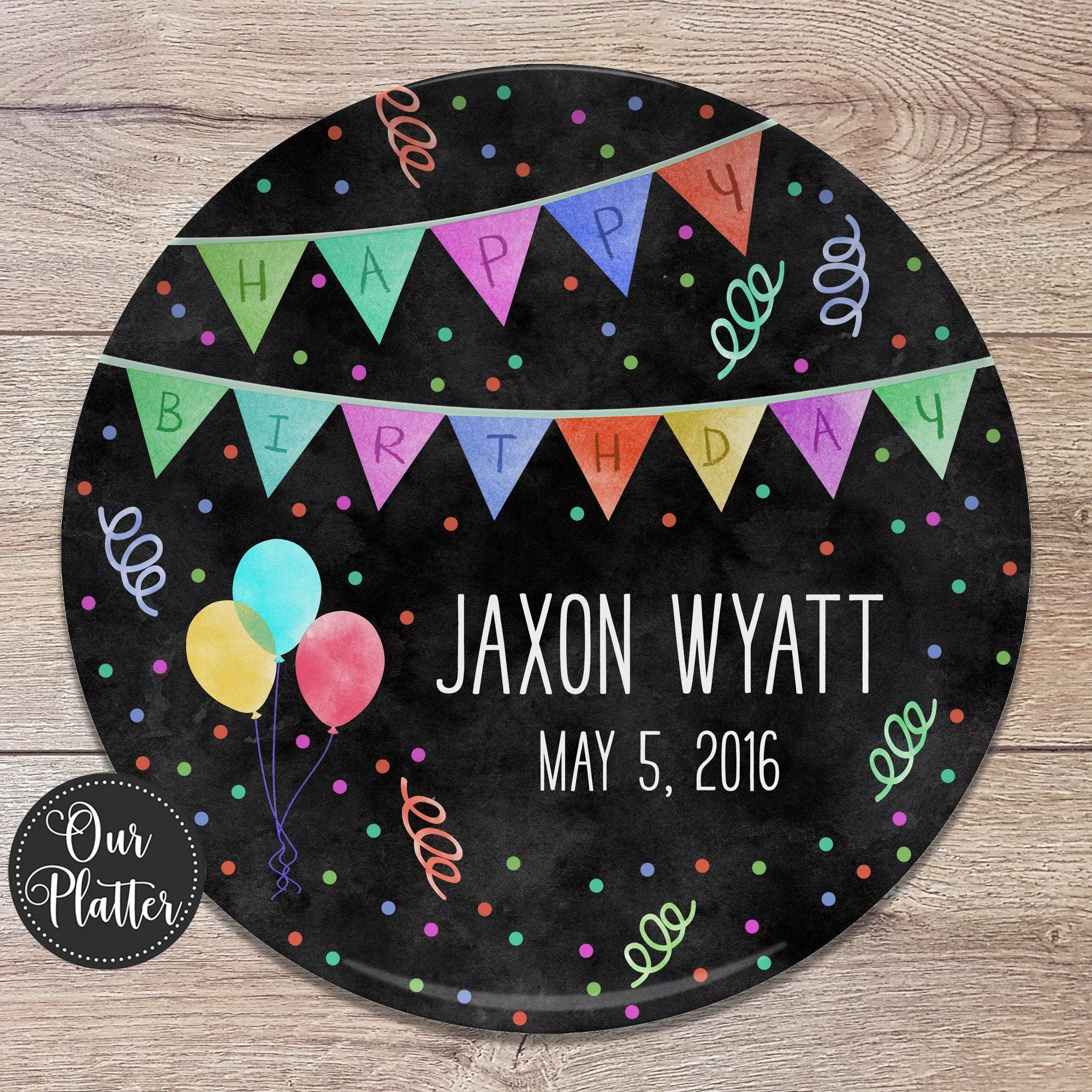 Happy Birthday Banner Personalized Plate