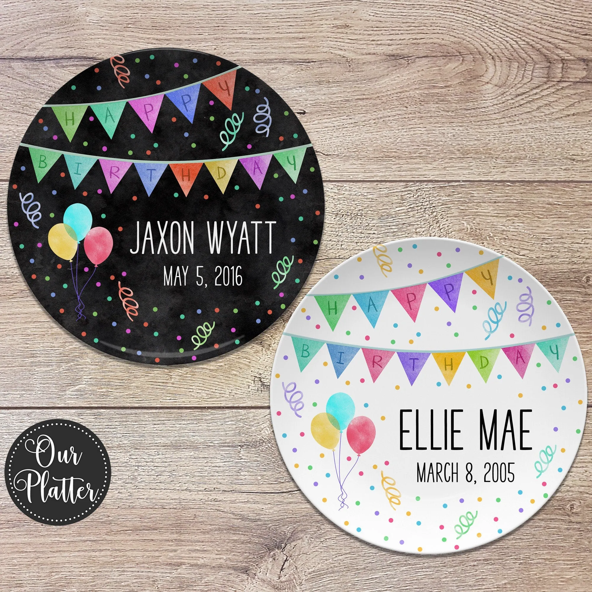 Happy Birthday Banner Personalized Plate