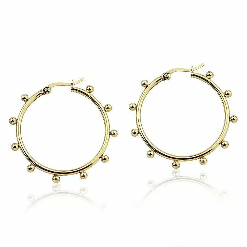 Kaima 10 Ball Medium Hoop Earrings