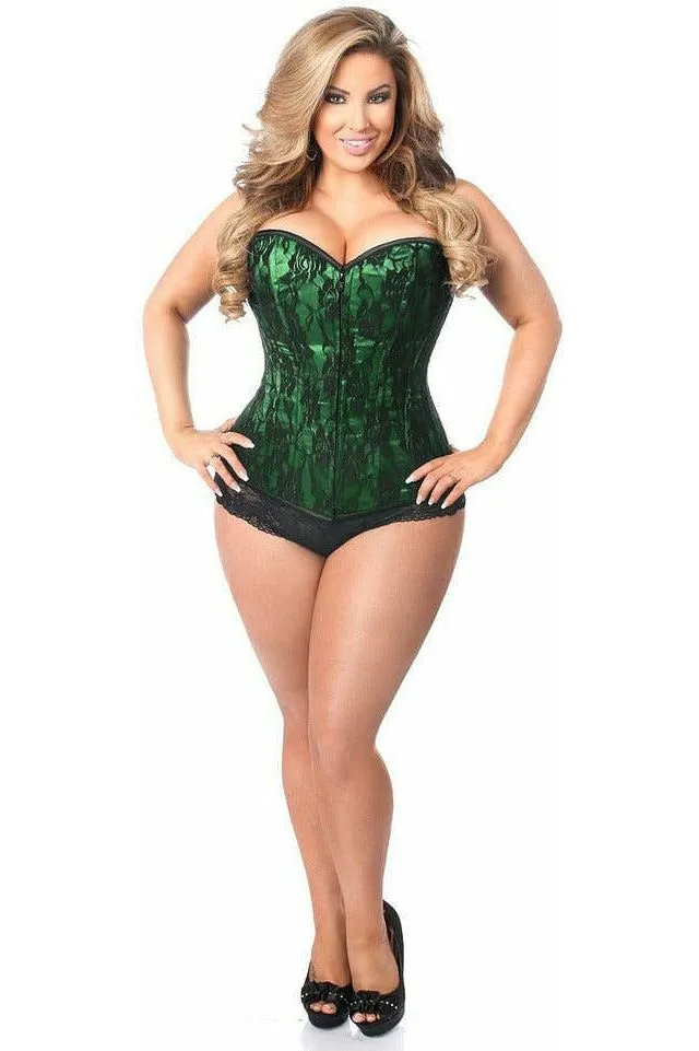 Lavish Green Lace Front Zipper Corset