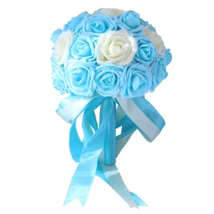 Light Blue and Ivory Wedding Bouquets Artificial Bridal Flowers