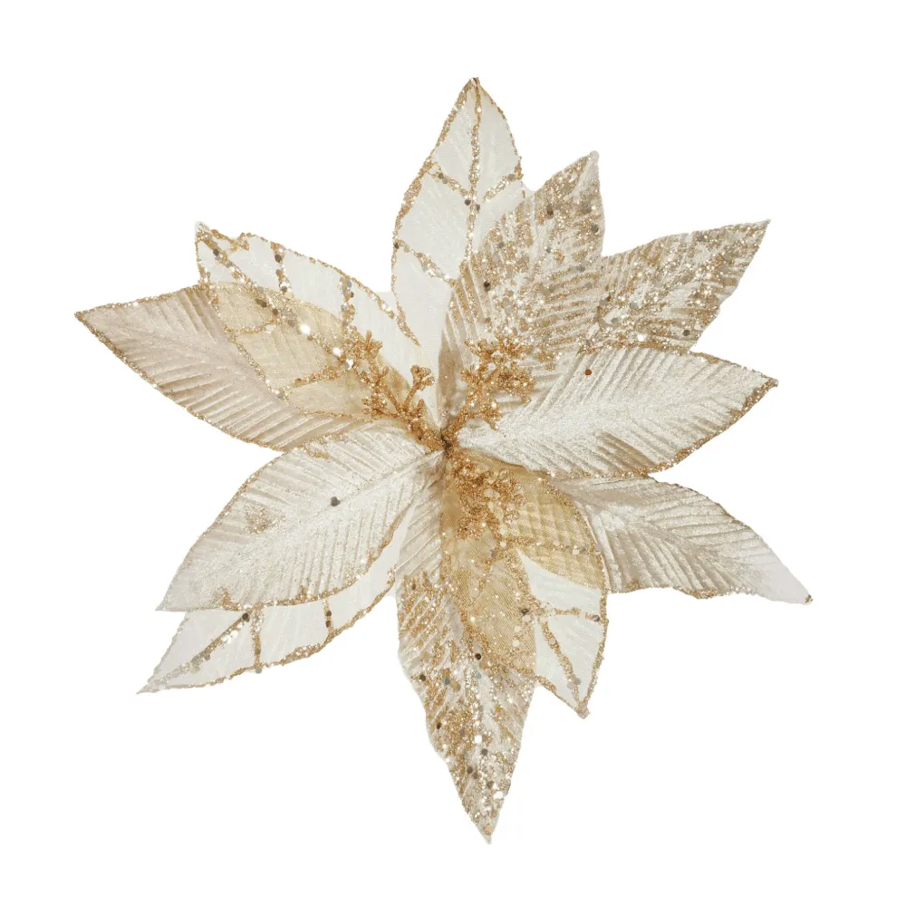 Luxe Poinsettia Organza Clip Asst