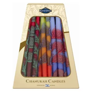 Made in Safed / Tzfat Chanukah Candles Multicolored Premium Hand Decorated Made in Israel